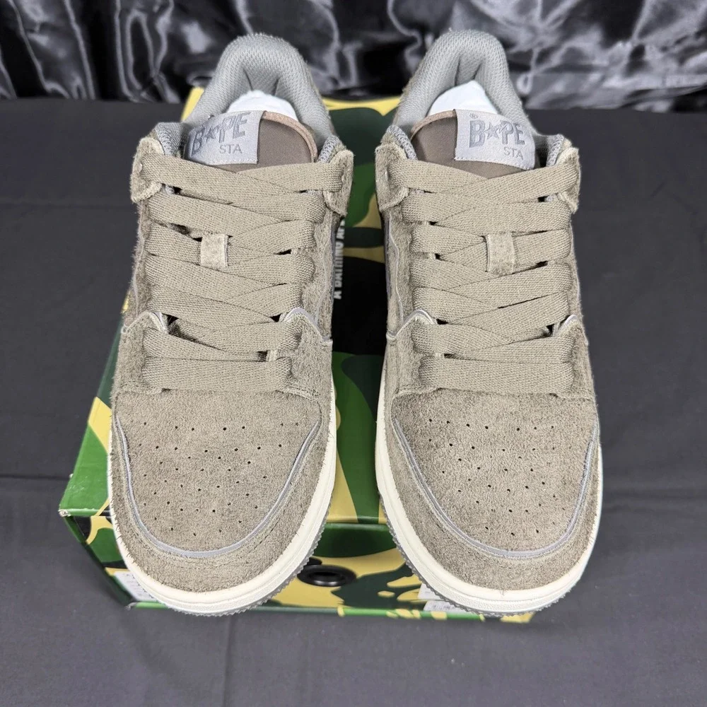 A Bathing Ape Bape SK8 STA #3 M1 Black Olive Suede Sneakers 1K80191312 Mens 9.5